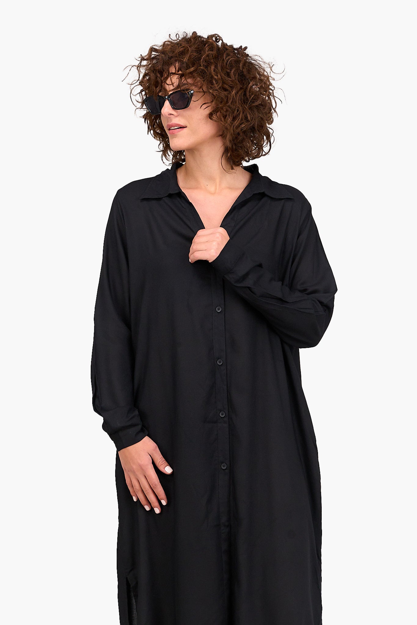 V-Collared Neck Shirt Dress
